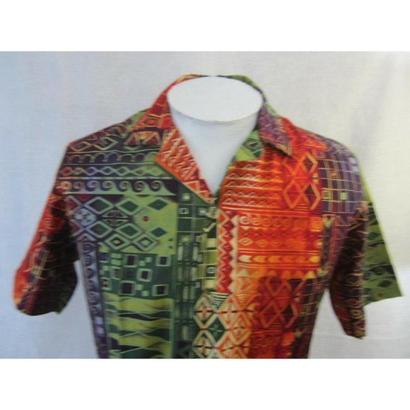 FASHION SEAL Men Hawaiian ALOHA shirt pit to pit 22 slim sz M camp luau vintage - Picture 3 of 7
